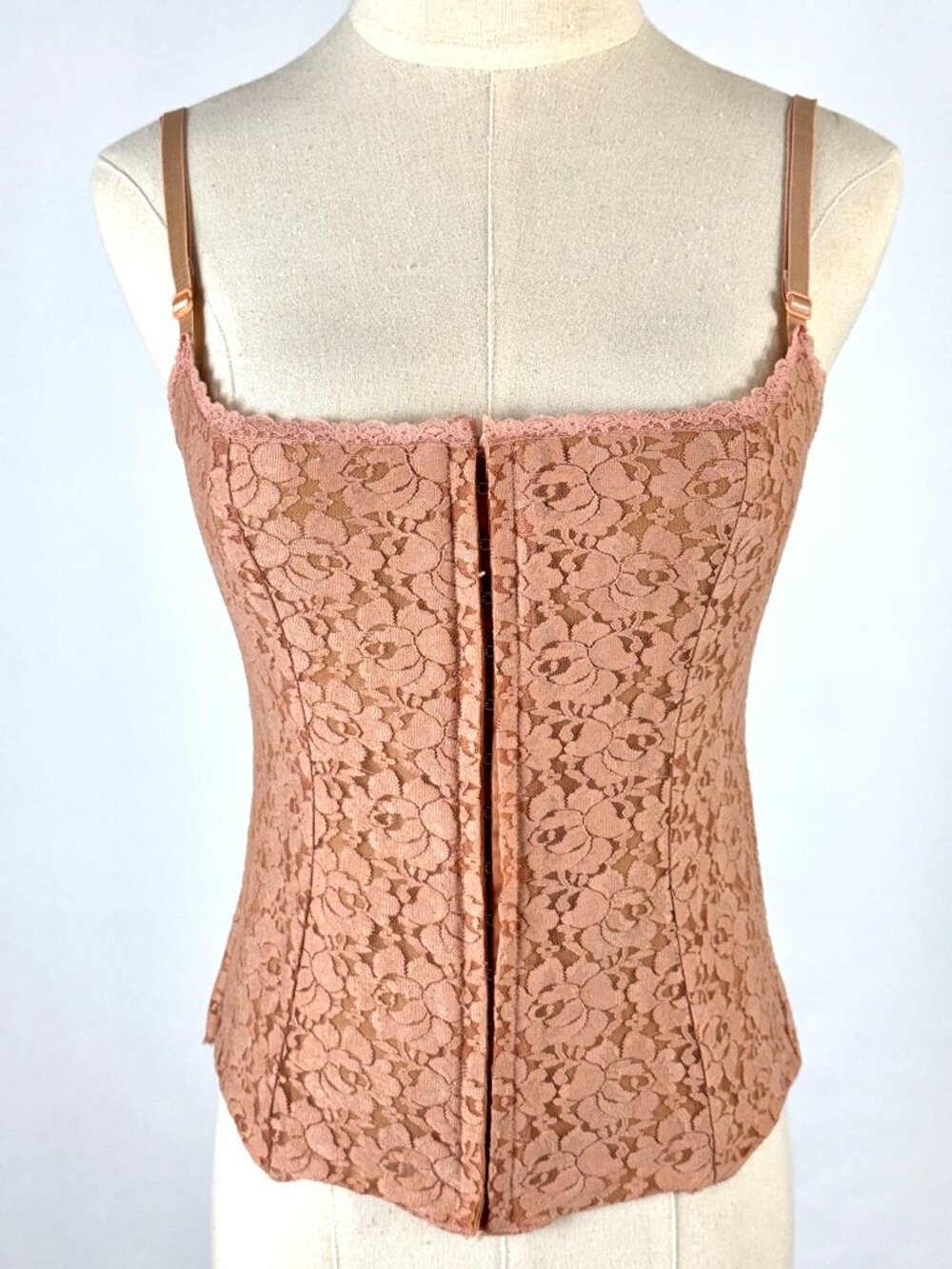 Forever 21 Pink Lace Floral Corset Tank Top Coquette Feminine Regency Fairy